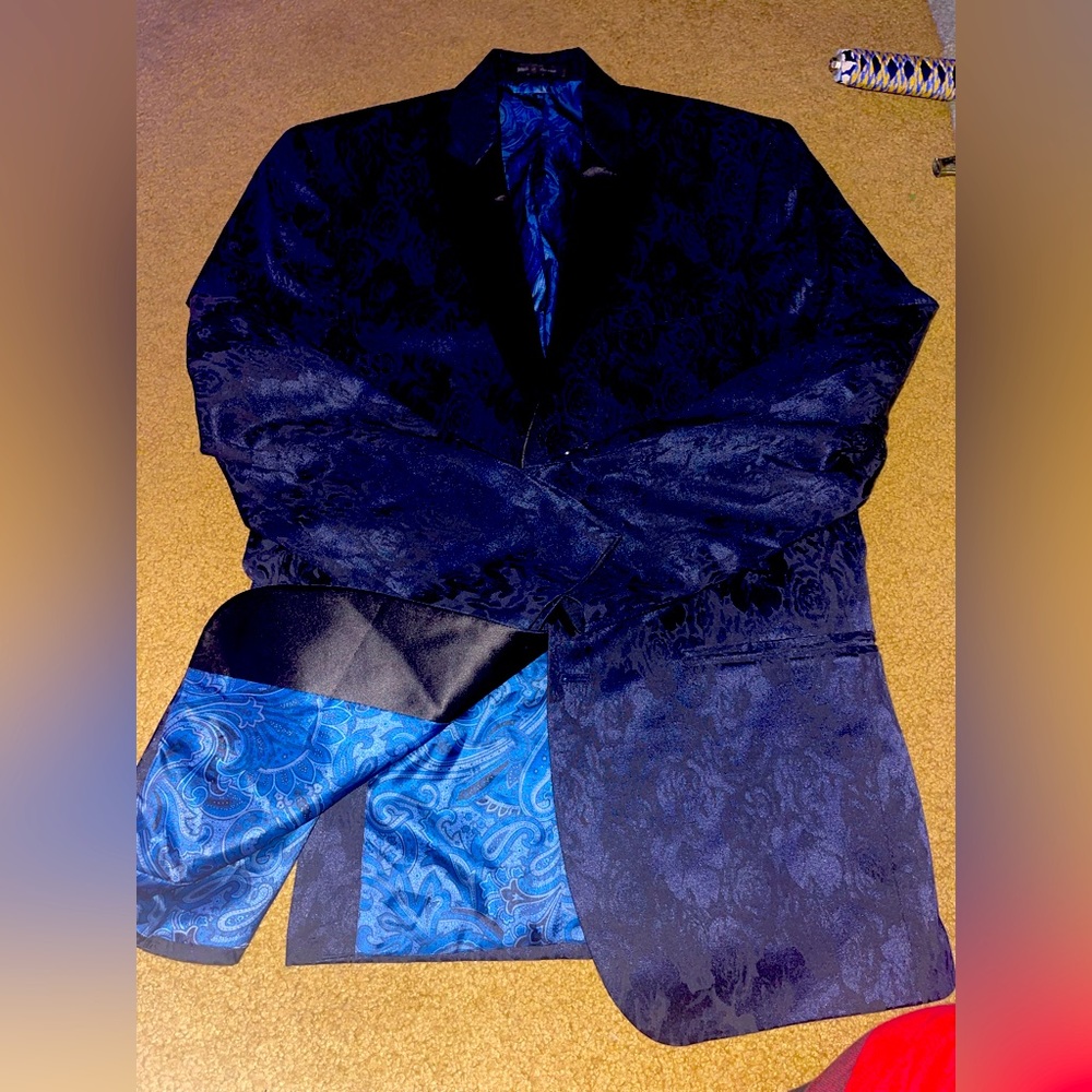 Navy Blue Paisley suit coat